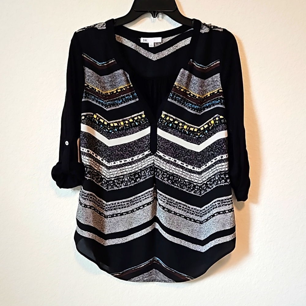 DR2 V neck tunic With Zig Zag Pattern